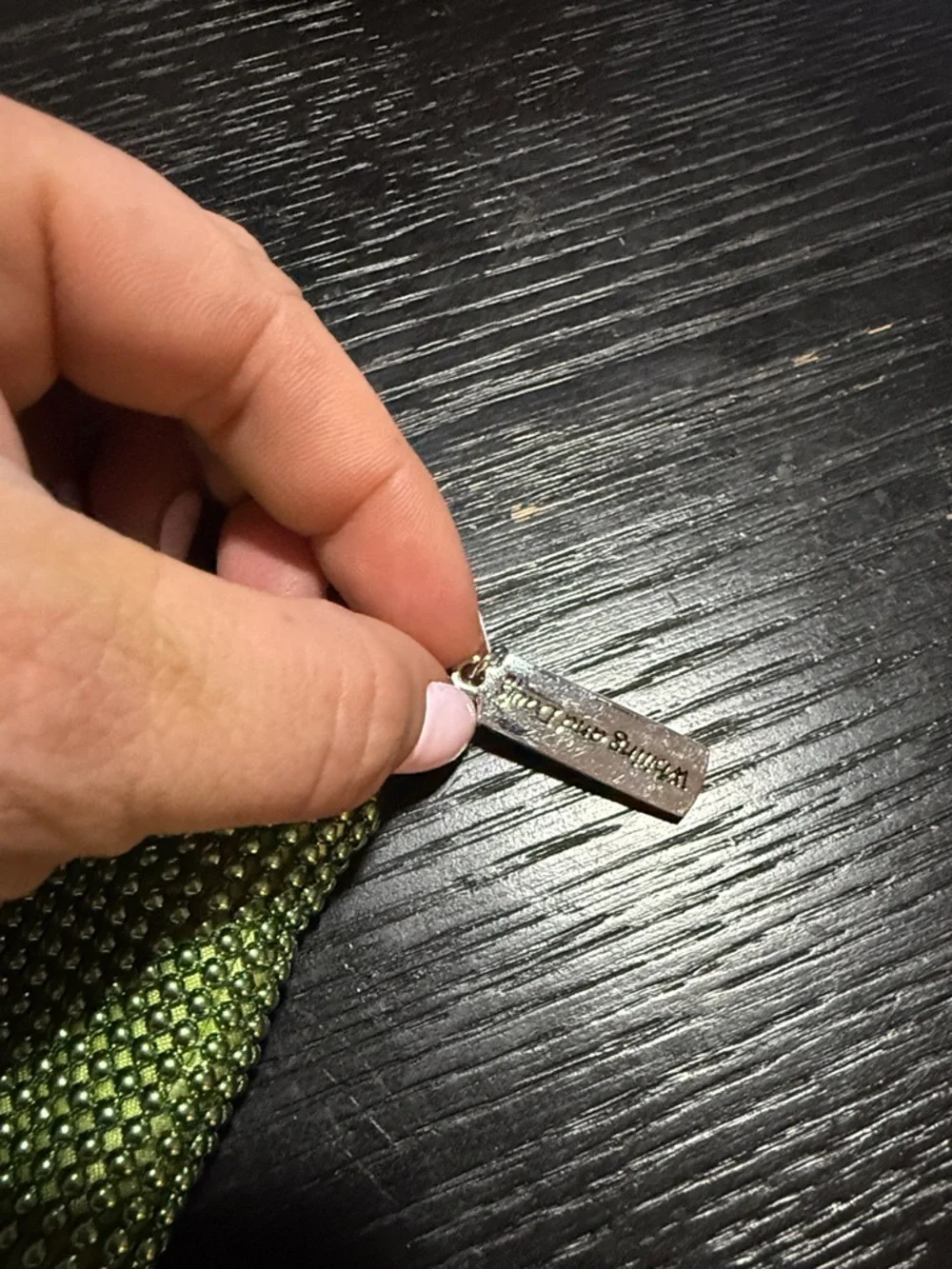 Whiting & Davis Lime Green Rhinestone Zip Pouch - Picture 2 of 7